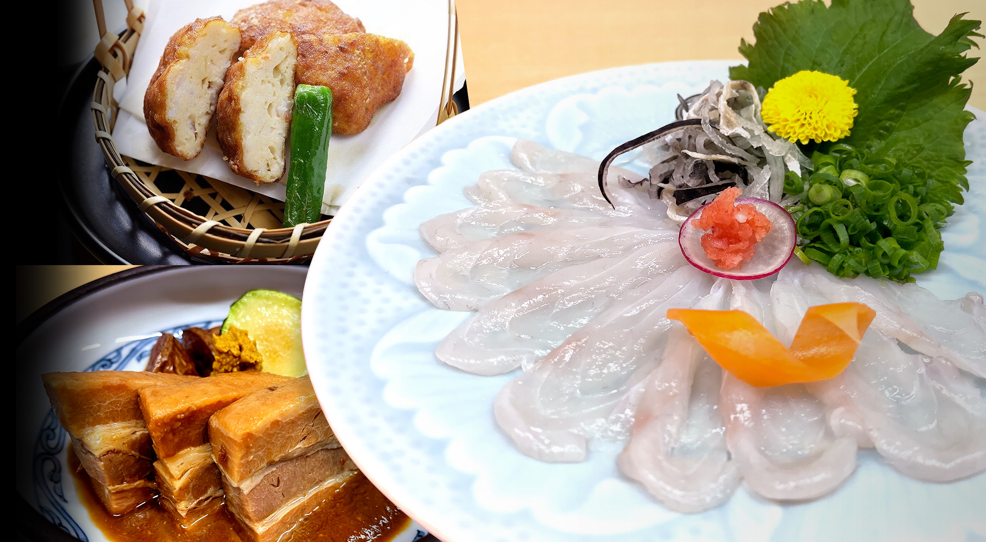 口料理さんぺい ディナー　17:00～21：00（L.O.20：00） ランチ　11：30～14：00（金,土,日のみ） 定休日：月曜日 旬を味わうお料理と真心でおもてなし くつろぎのひと時を・・・